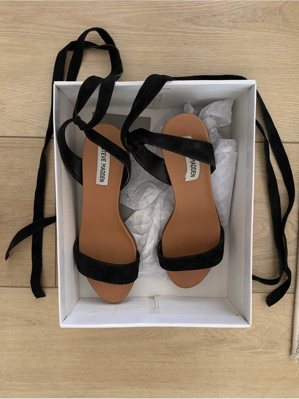 Steve Madden Black Suede Wrap Sandals